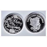 2-ONE OUNCE .999 SILVER HOLIDAY ROUNDS