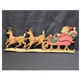 Vintage Sexton Santa Sleigh & Reindeer Wall Plaque