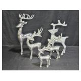 5 Vintage Pewter Reindeers - 2 Large & 3 Small
