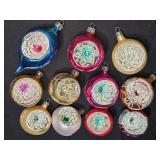 11 Vintage Cut-Out Glass Christmas Tree Ornaments