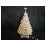 Large White Ceramic Lighted Christmas Tree