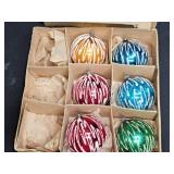 6 Vtg Glitter Glass Ball Christmas Tree Ornaments