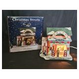 Vintage Lighted Christmas Streets Gas Station