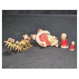 Santa, Mrs. Claus, & Reindeer Ornament Figurines