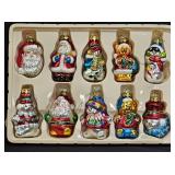 10 Vtg Glass Santa & Snowmen Christmas Ornaments