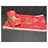 Red Wool Christmas Table Runner & Foldable Sleigh