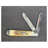 Case XX 5254 SSP Stag Red Scroll Trapper Knife