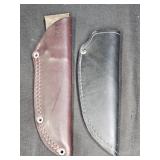 2 Hard Leather Knife Sheaths, Brown & Black