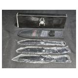 Set of 3 Spider Throwing Knives with Sheath Case