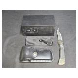 NIB Buck Auto Elite 110 Knife, Leather Sheath