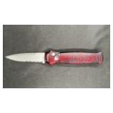 Piranha Bodyguard Tactical Red Bead Serrated Knife