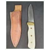 Handmade White Smooth Bone Handle Fixed Blade