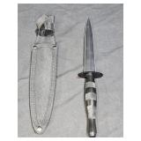 Fairbairn-Sykes Style Black Blade Dagger w/ Sheath