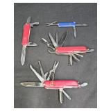 2 Swiss Army & 2 Swiss Army Style Pocket Knives