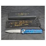 Piranha Mini-Guard Blue Bead Serrated Knife