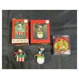 3 Vintage Enesco Disney Christmas Ornaments