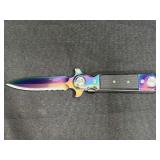 Anodized Rainbow Steel Spring Assist Folding Knife