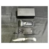 New Buck 110 Auto Elite Knife with Leather Sheath