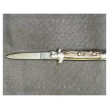 Unused Dark Horn Handle Italian Stiletto