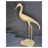 17" Tall Brass Crane Figurine