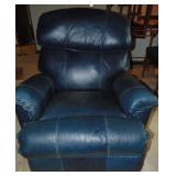 Blue/Teal Leather Like Swivel Recliner
