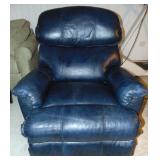 Blue/Teal Leather Like Swivel Recliner