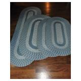 Blue Braded Rugs, Runner, Oval, 2 Throws
