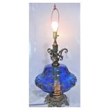 Vintage Accurate Casting Blue Glass Lamp