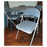 Blue Square Card Table and 4 Chairs
