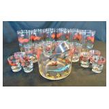 Hazel Atlas Pheasant Bar Glass Set