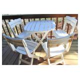White Plastic Folding Table & 4 Folding Chairs
