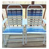 2 Blue & White Folding chairs