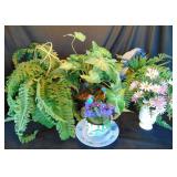 Artificial Ferns and Flowers Lot of 5