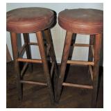 2 - 30" Leather Look & Wood stools