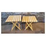(2) Small Wooden Folding Tables