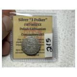 Silver 3-Polker Ancient Coin Polish-Lithuanian
