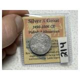 Silver 1/2 Groat Ancient Coin Polish-Lithuanian