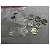 (6) 40% Silver Kennedy Half Dollars