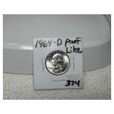 1964 D Washington Quarter Proof-Like