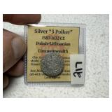 Silver 3-Polker Ancient Coin Polish-Lithuanian