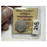 Silver 3-Polker Ancient Coin Polish-Lithuanian