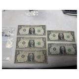 (5) Barr Notes $1 Bills