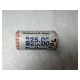 (25) UNC R. Hayes Presidential Dollars Roll