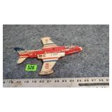 Vintage Rocket Shooting Fighter Tin Friction