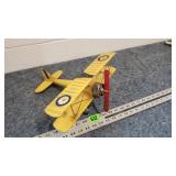 Vintage Classic Metal Model Yellow Bi-Plane