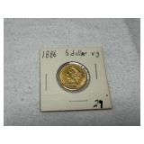 1886 $5 Gold Piece