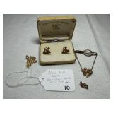 Black Hills Gold Tie Tack & Earrings