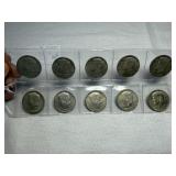 (10) 40% Silver Kennedy Half Dollars