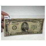 1934 A Federal Reserve $5 Note San Francisco