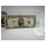 1953B $5 Red Seal